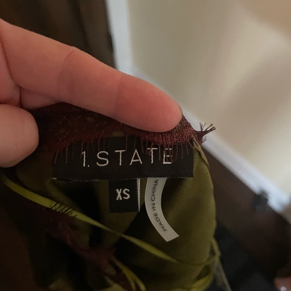 1. State Olive Satin Midi Dress - Picture 2 of 5